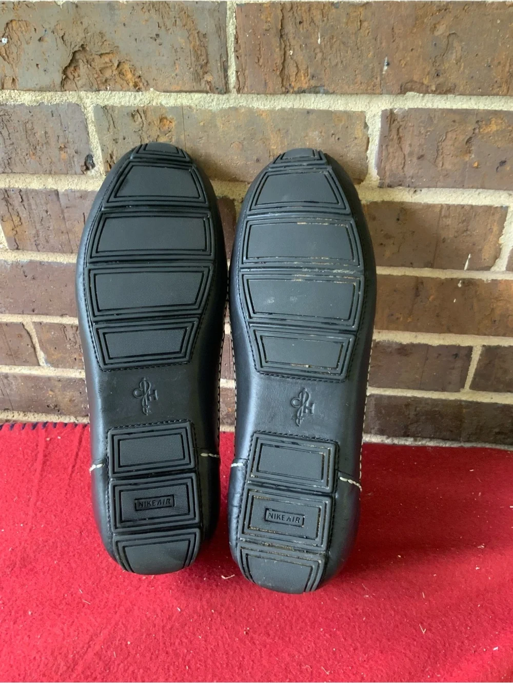 Men's Black Leather Penny Loafers with Contrast Stitching